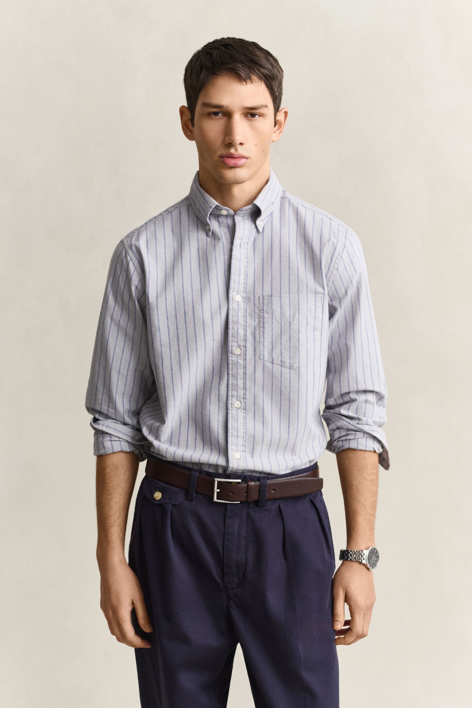 Chemise en coton Oxford classique à rayures