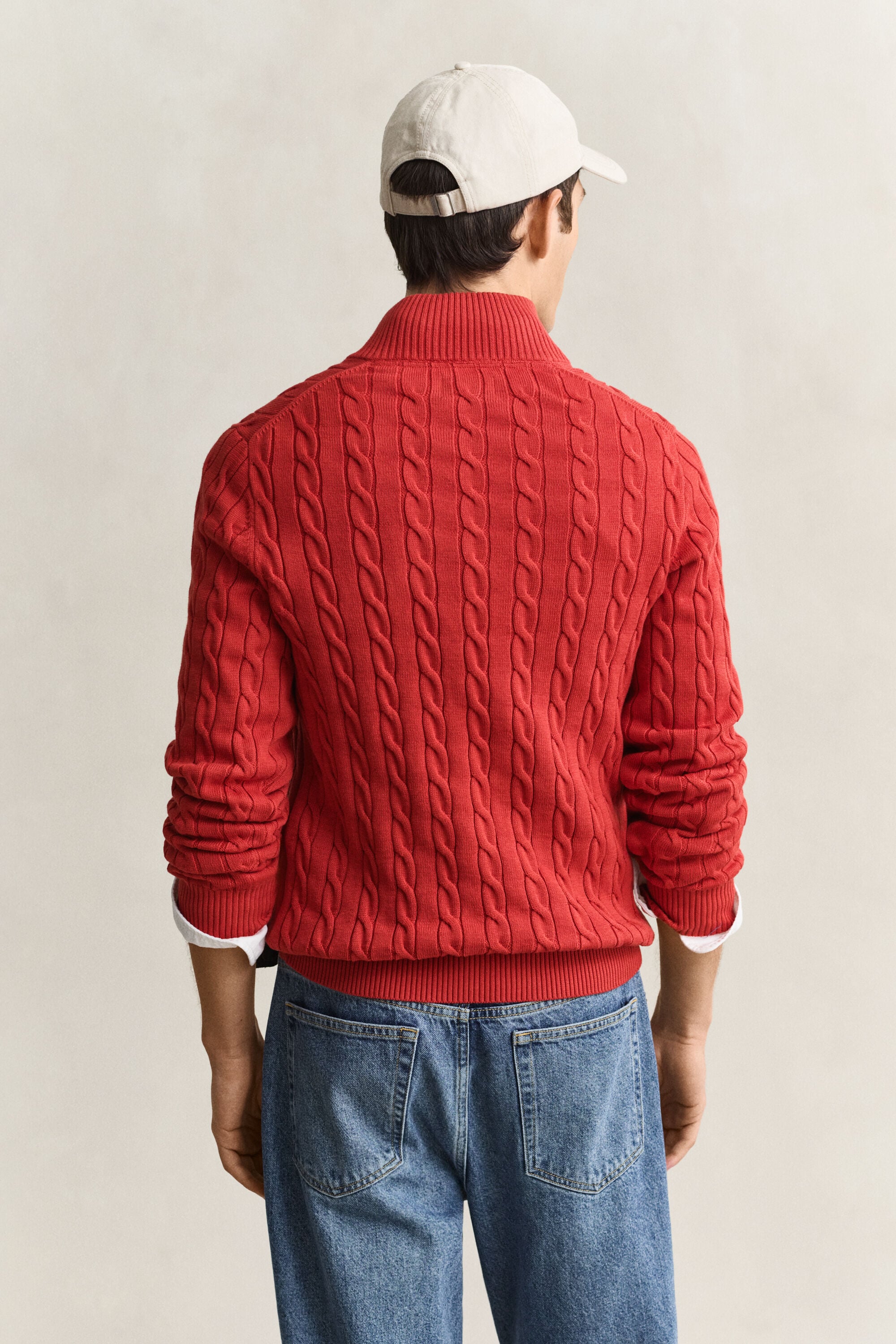Pull à demi-zip en maille de coton torsadée