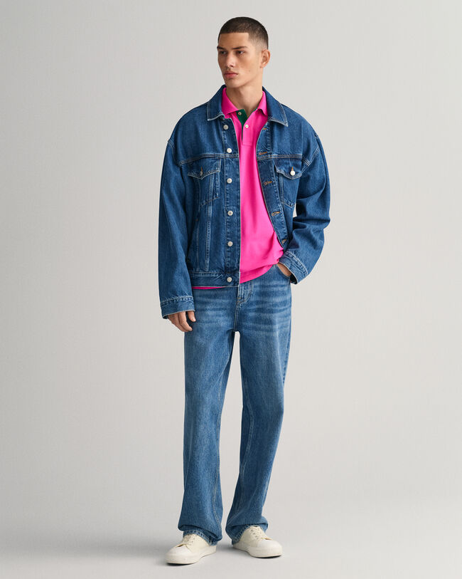 Piqu&eacute; poloshirt met contrasterende kraag