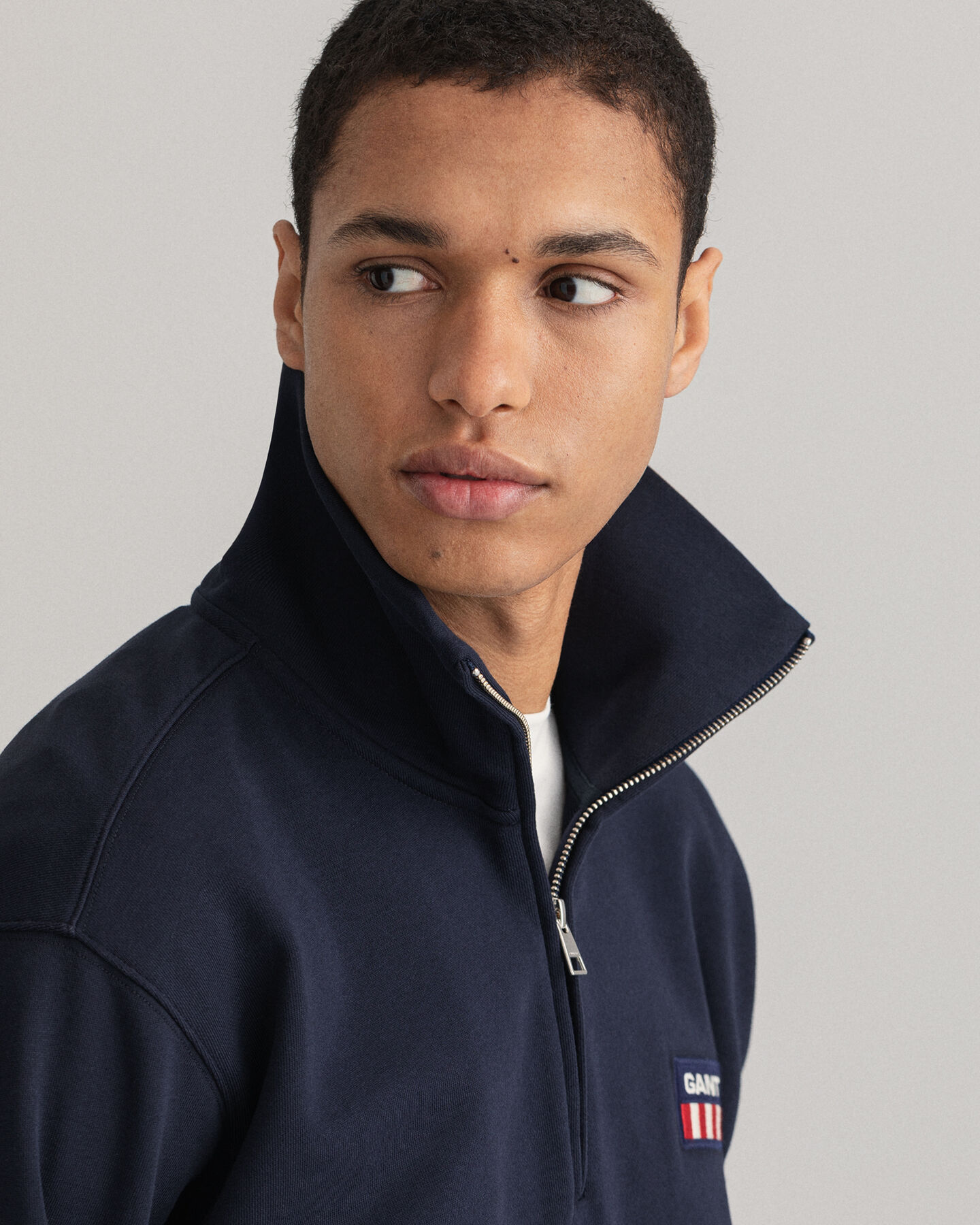 Retro Flag sweater met korte rits