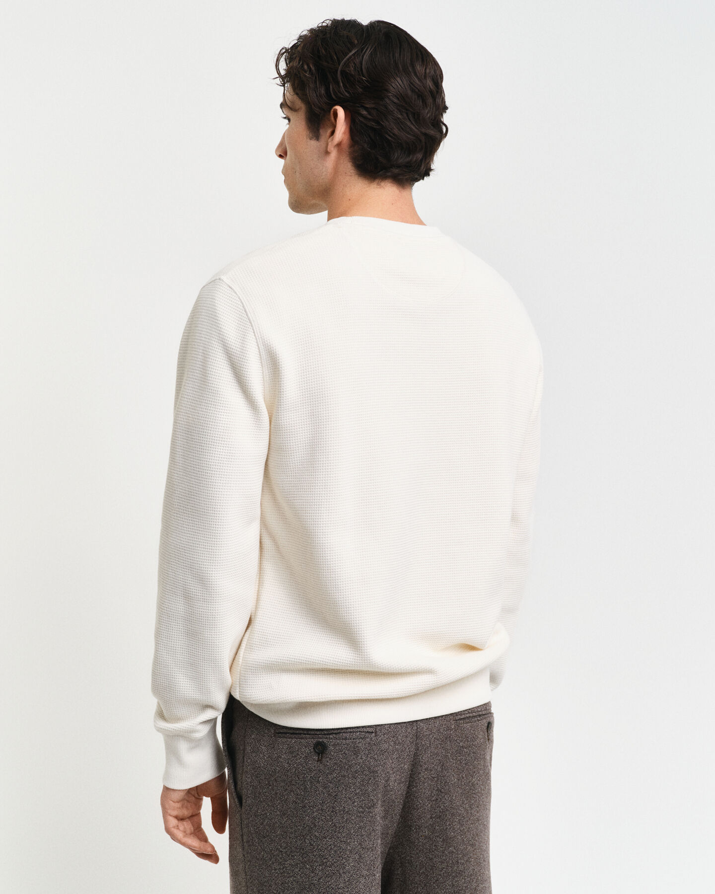 Waffle Textured sweatshirt met ronde hals
