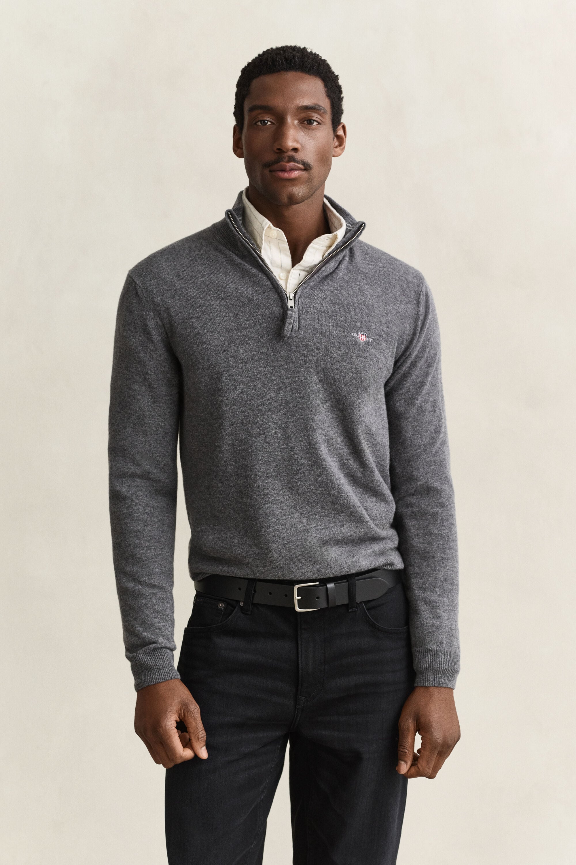 Pull à demi-zip en laine d’agneau