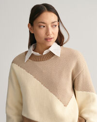 Pull ras du cou en coton Color Blocked