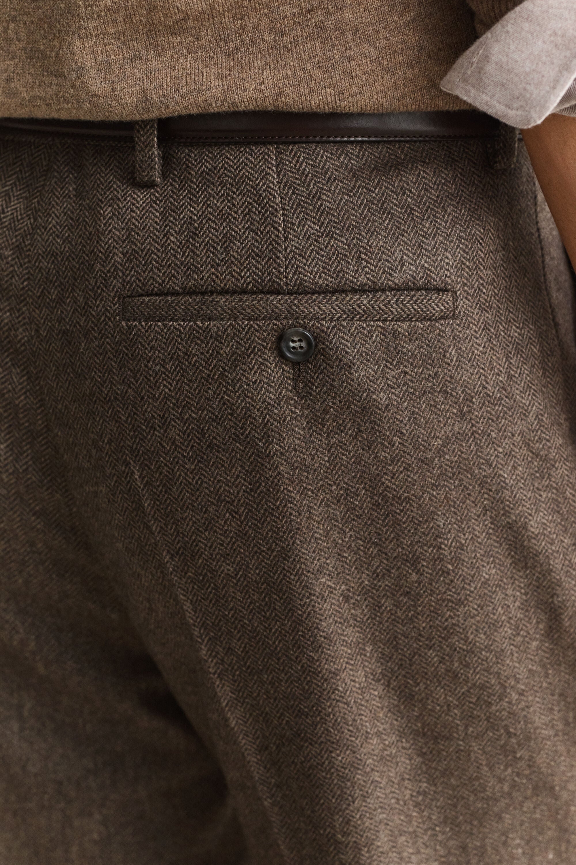 Pantalon de costume en laine à chevrons