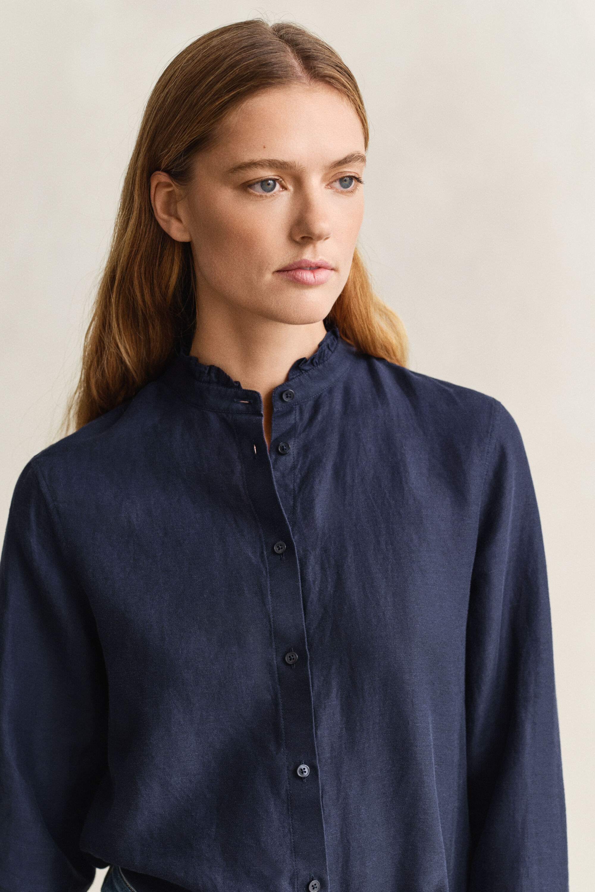 Blouse met ruches van linnenmix