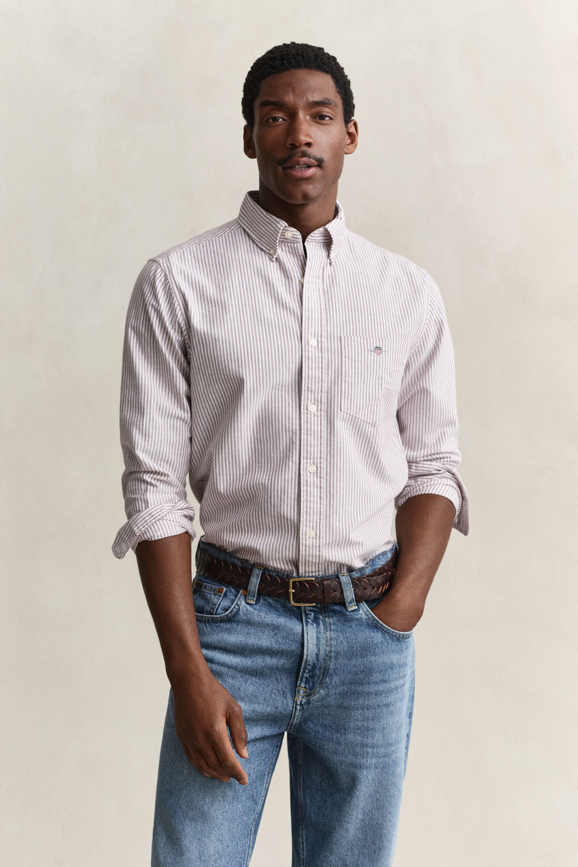 Classic Regular gestreept Oxford-hemd