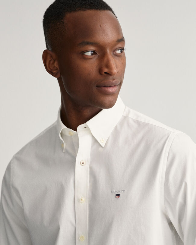 Chemise slim fit en popeline de coton