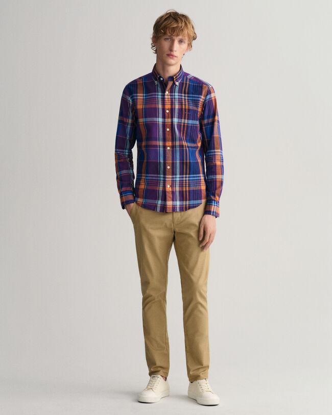 Chemise regular fit &agrave; carreaux madras color&eacute;s