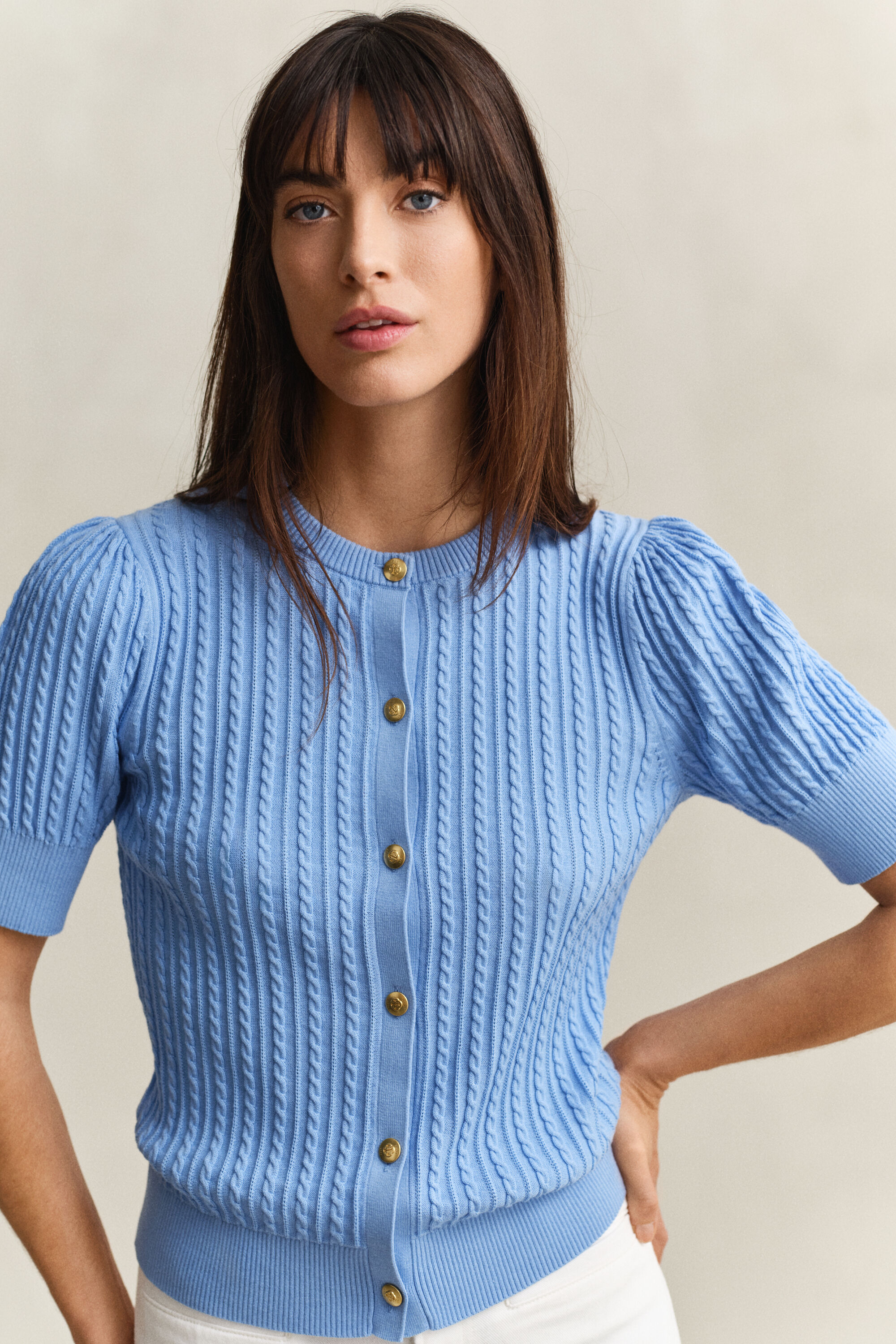 Cardigan en maille torsadée de coton