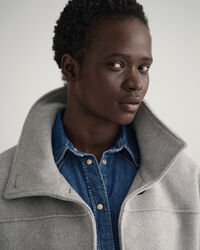 Veste courte en laine m&eacute;lang&eacute;e