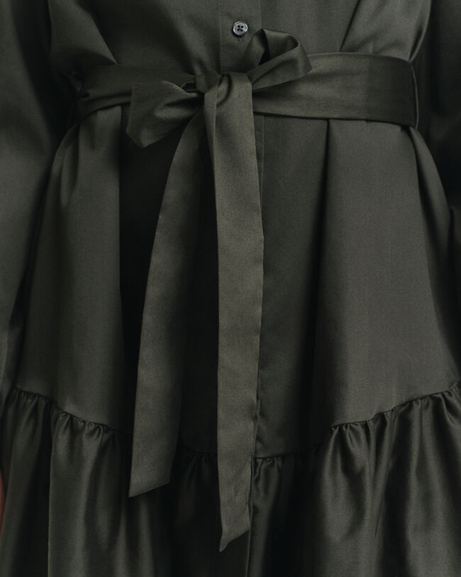 Jurk met lange mouwen van katoensatijn