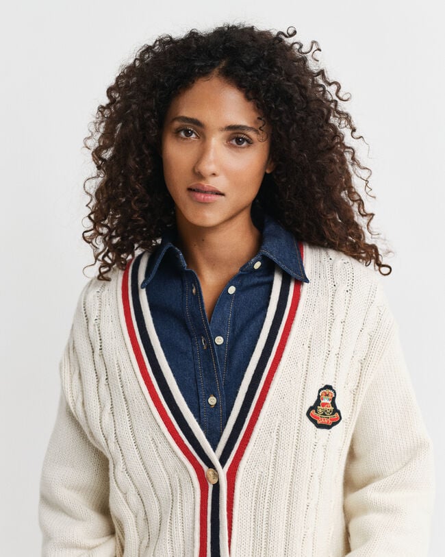 Gant Varsity kabelgebreid vest met V-hals