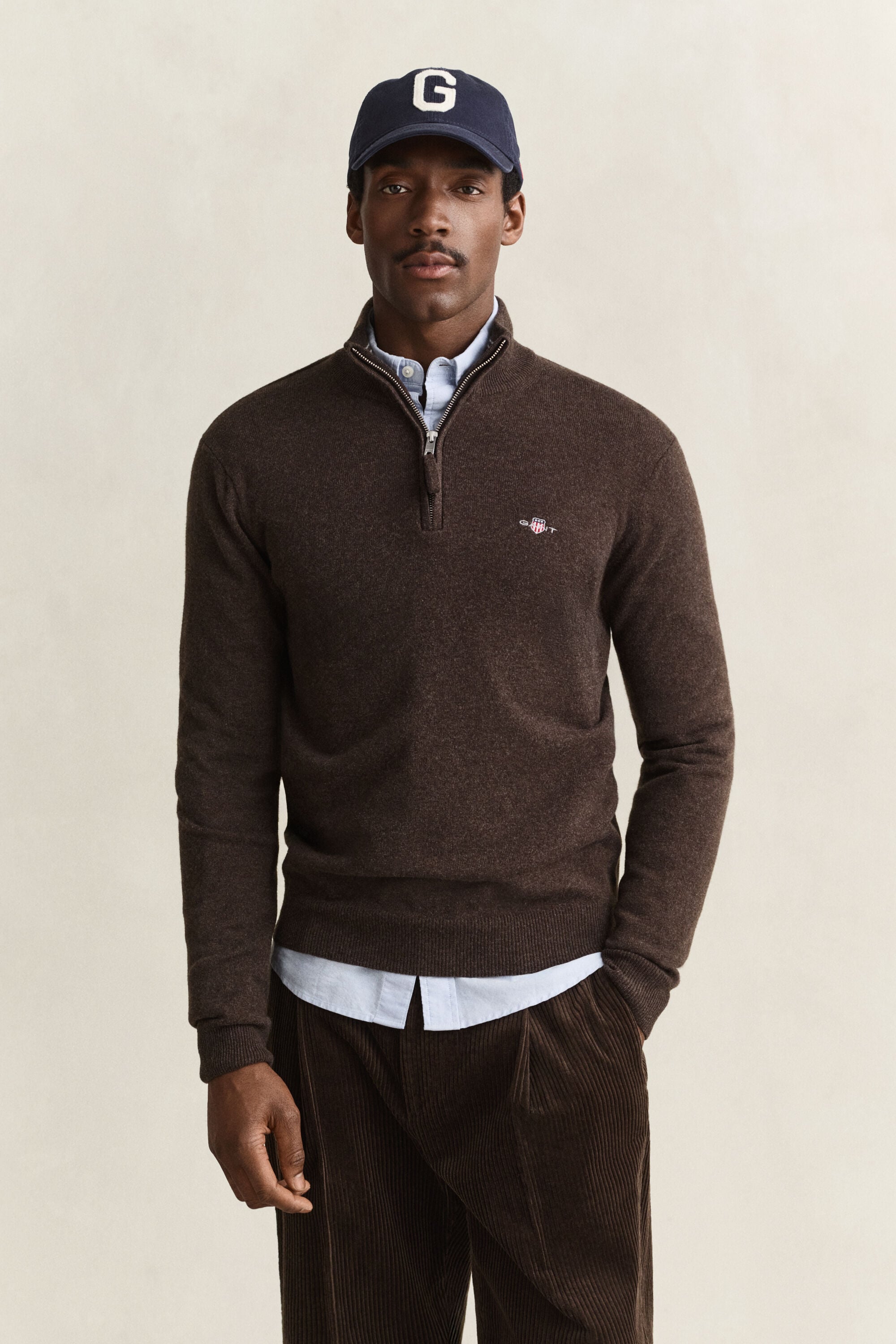 Pull à demi-zip en laine d’agneau