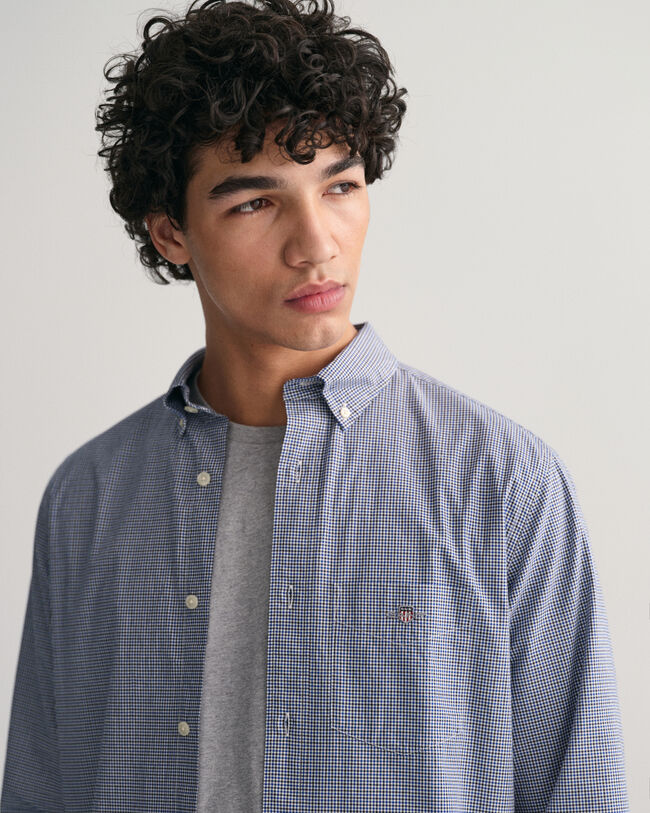 Chemise regular fit en popeline &agrave; carreaux