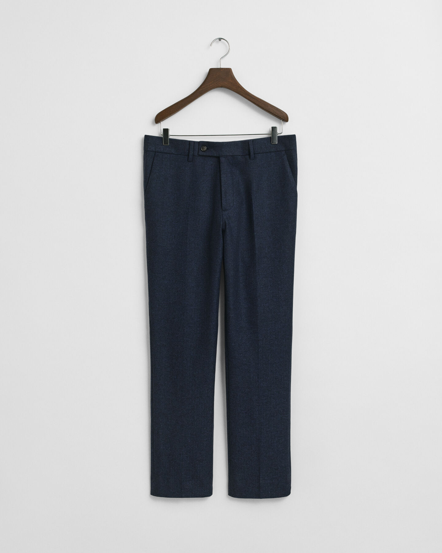 Slim Fit flanellen kostuumbroek met visgraatmotief