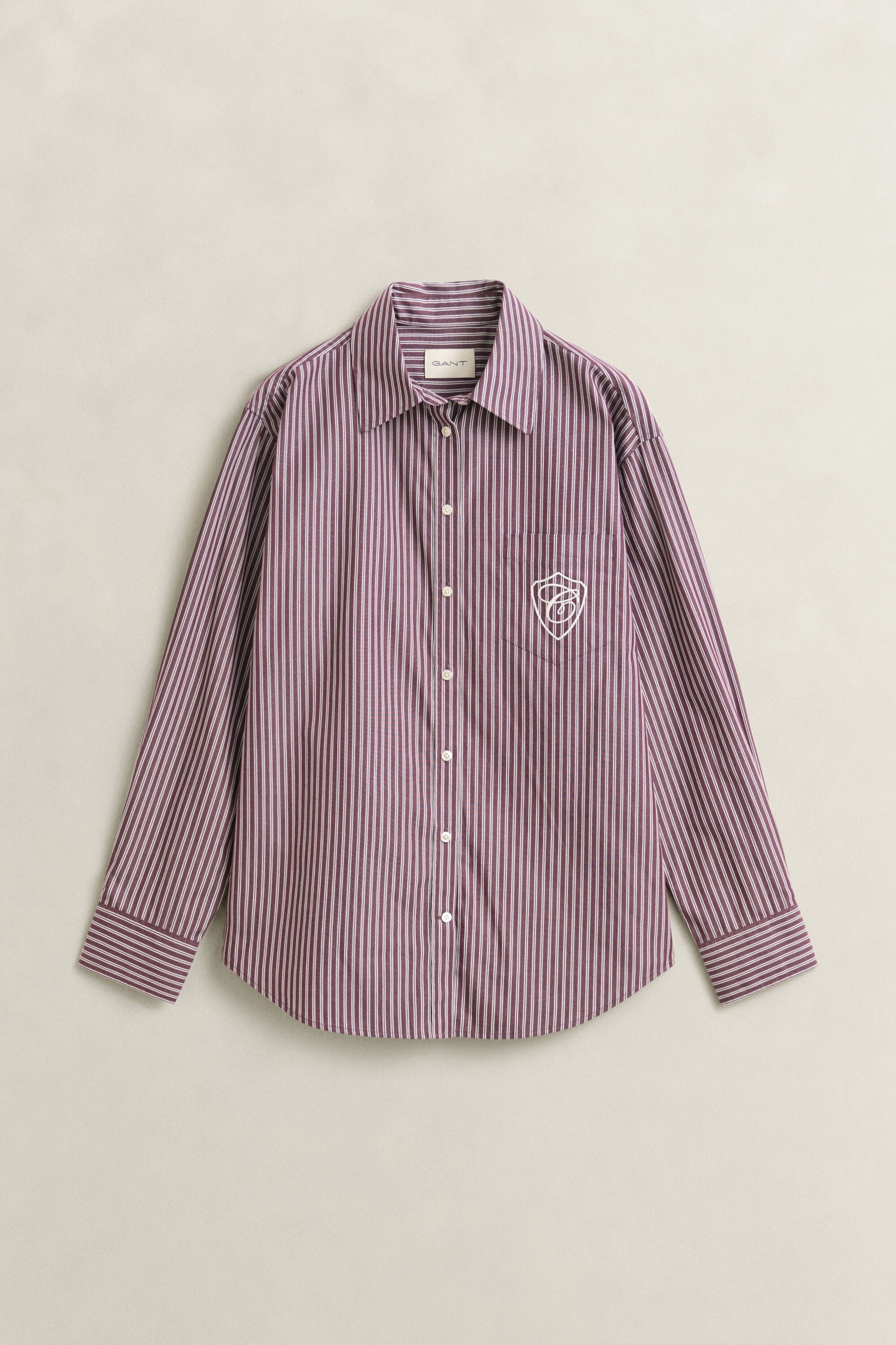 Chemise classique coupe décontractée en popeline à rayures