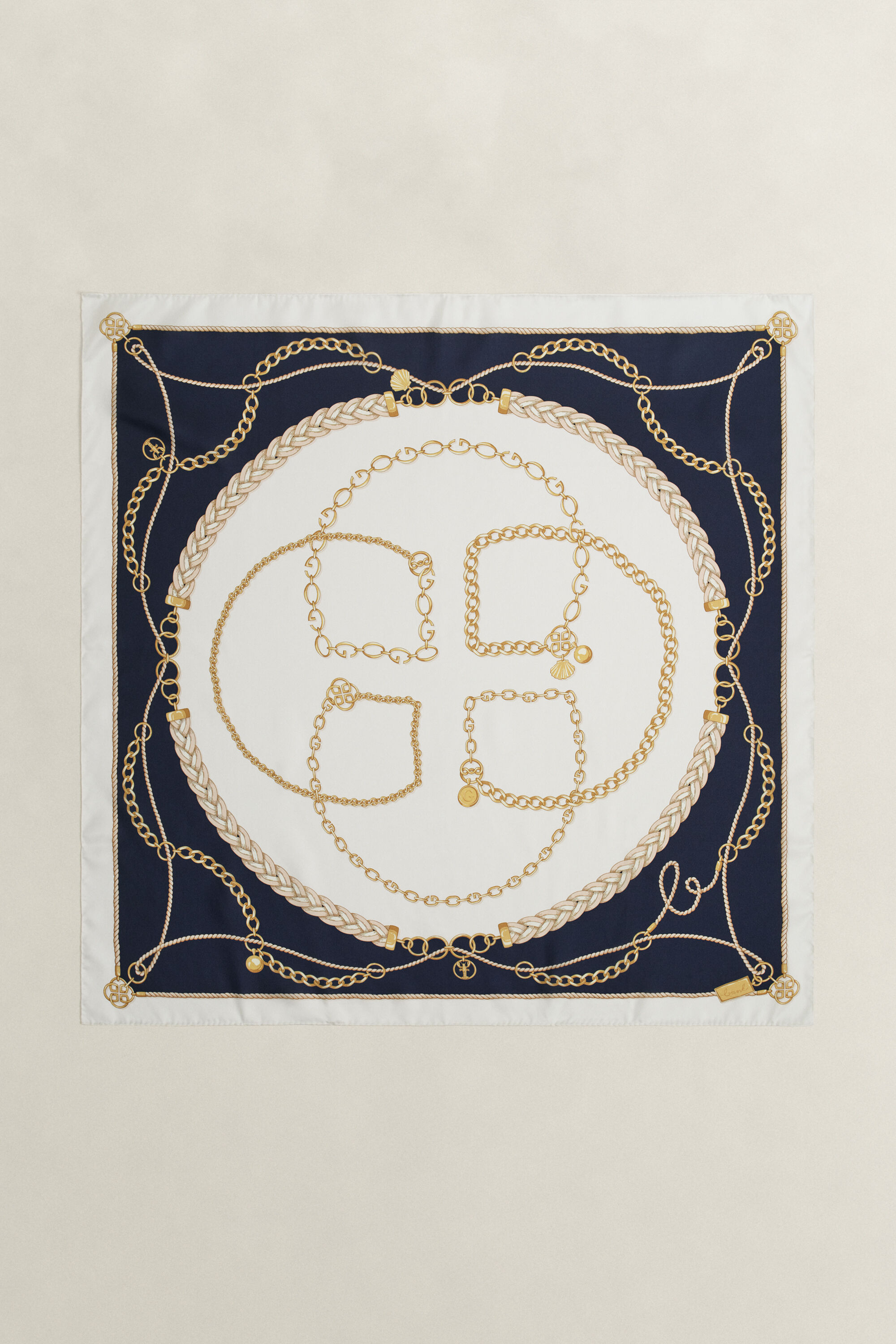 Foulard en soie à motif chaîne