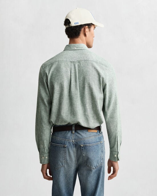 Chemise coupe regular en coton et lin