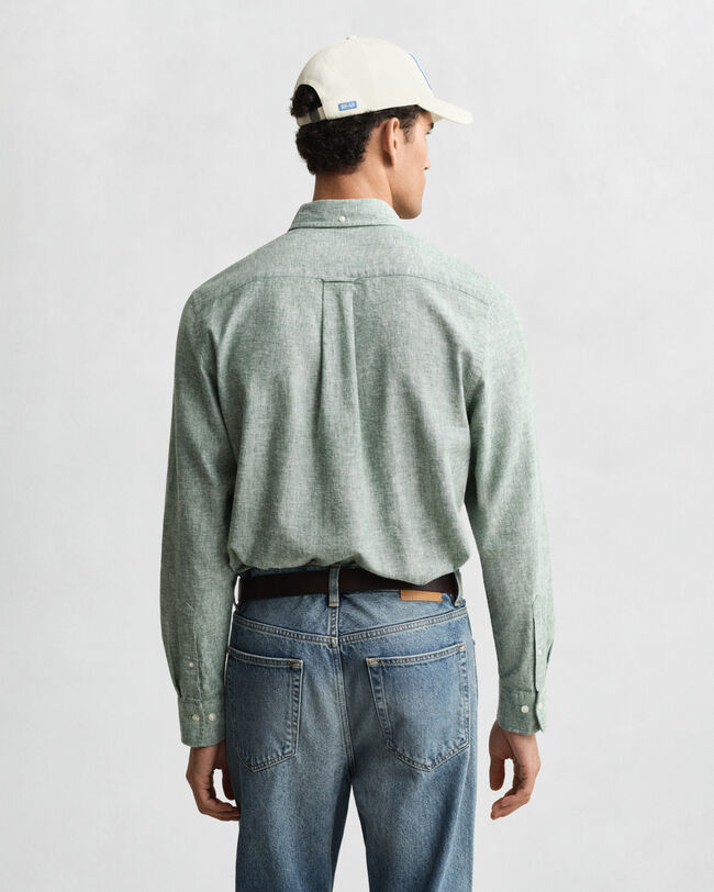 Regular Fit hemd van katoen en linnen