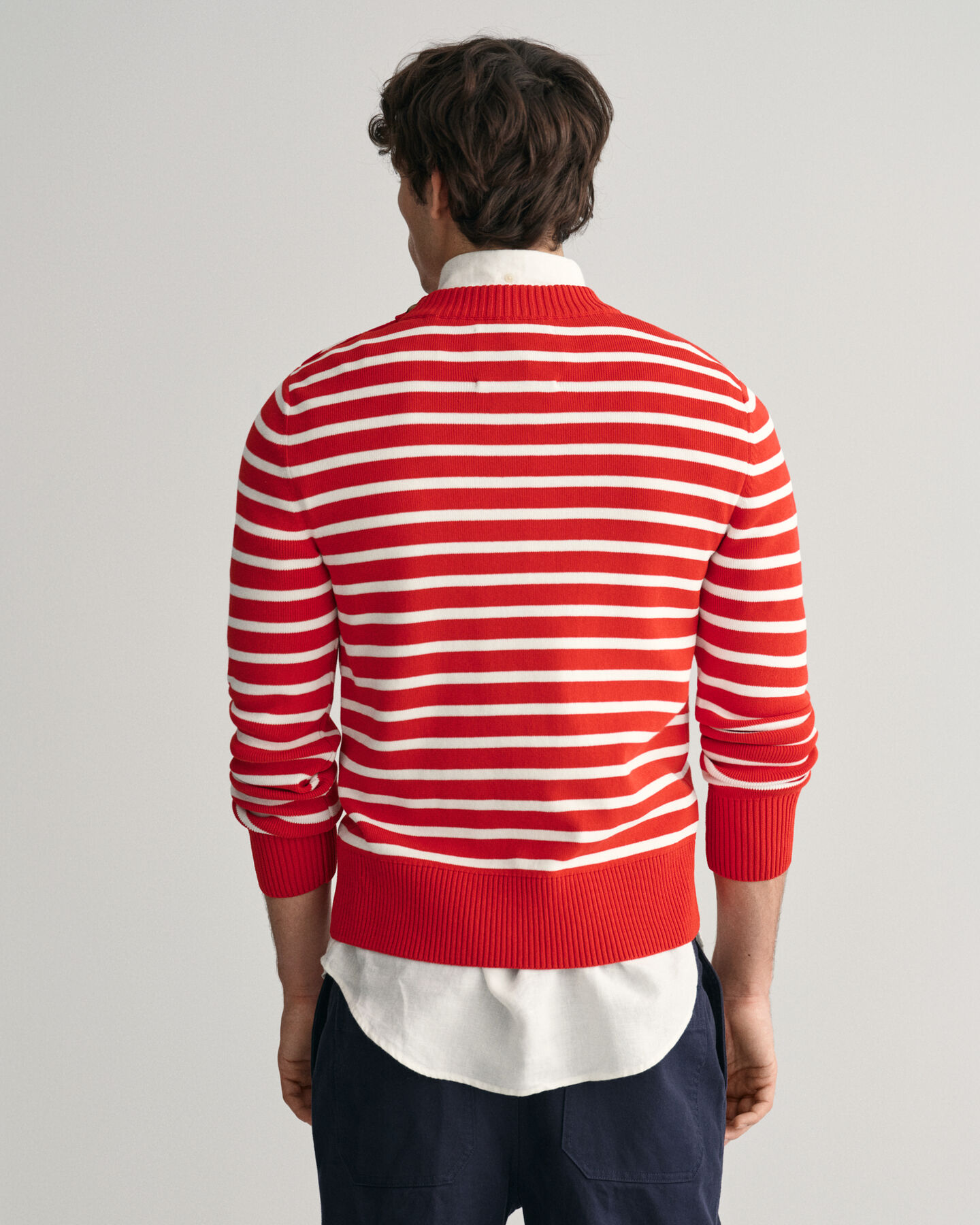 Breton Striped Shiny trui van katoen met ronde hals