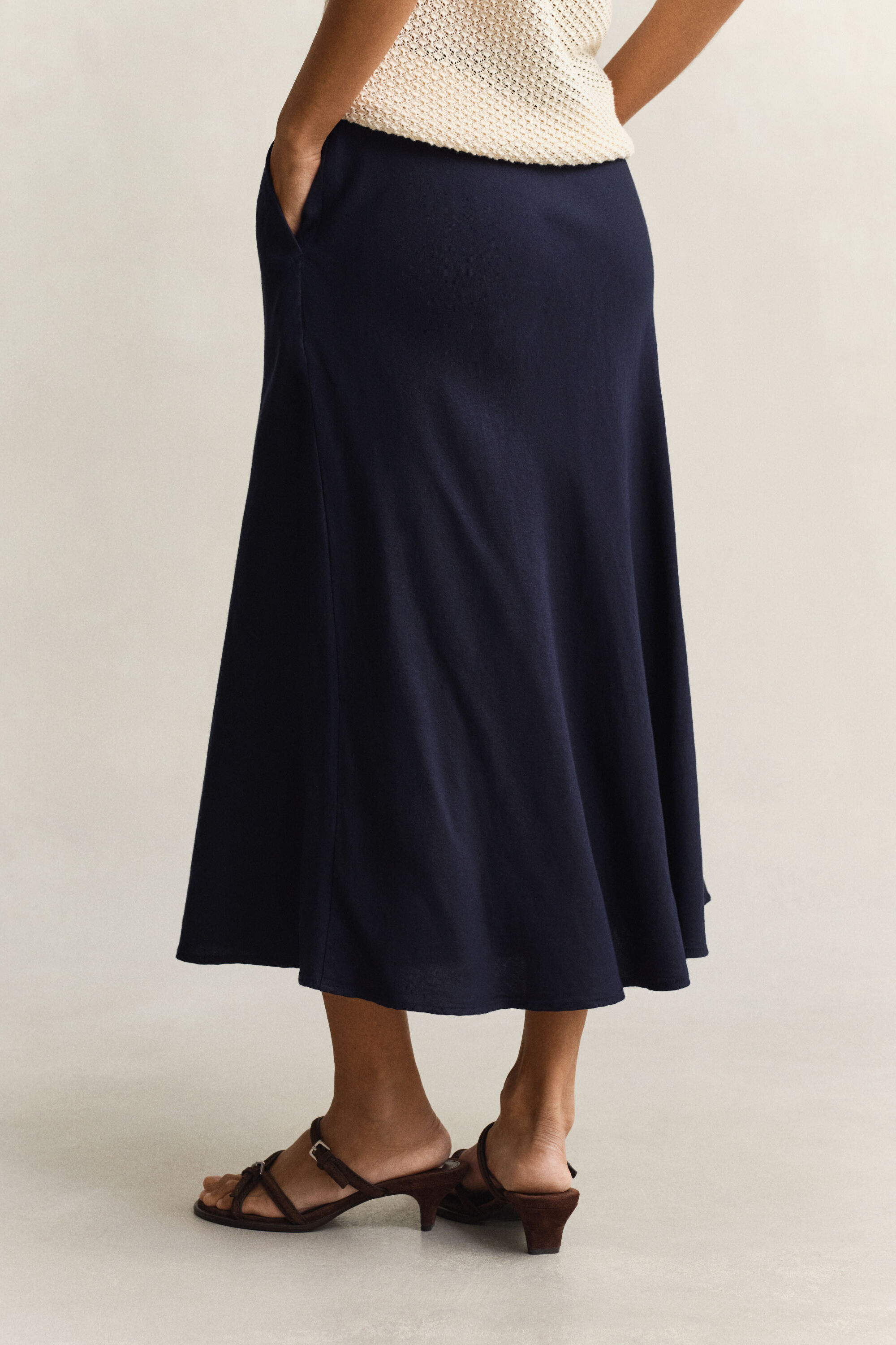 Jupe évasée en lin mélangé