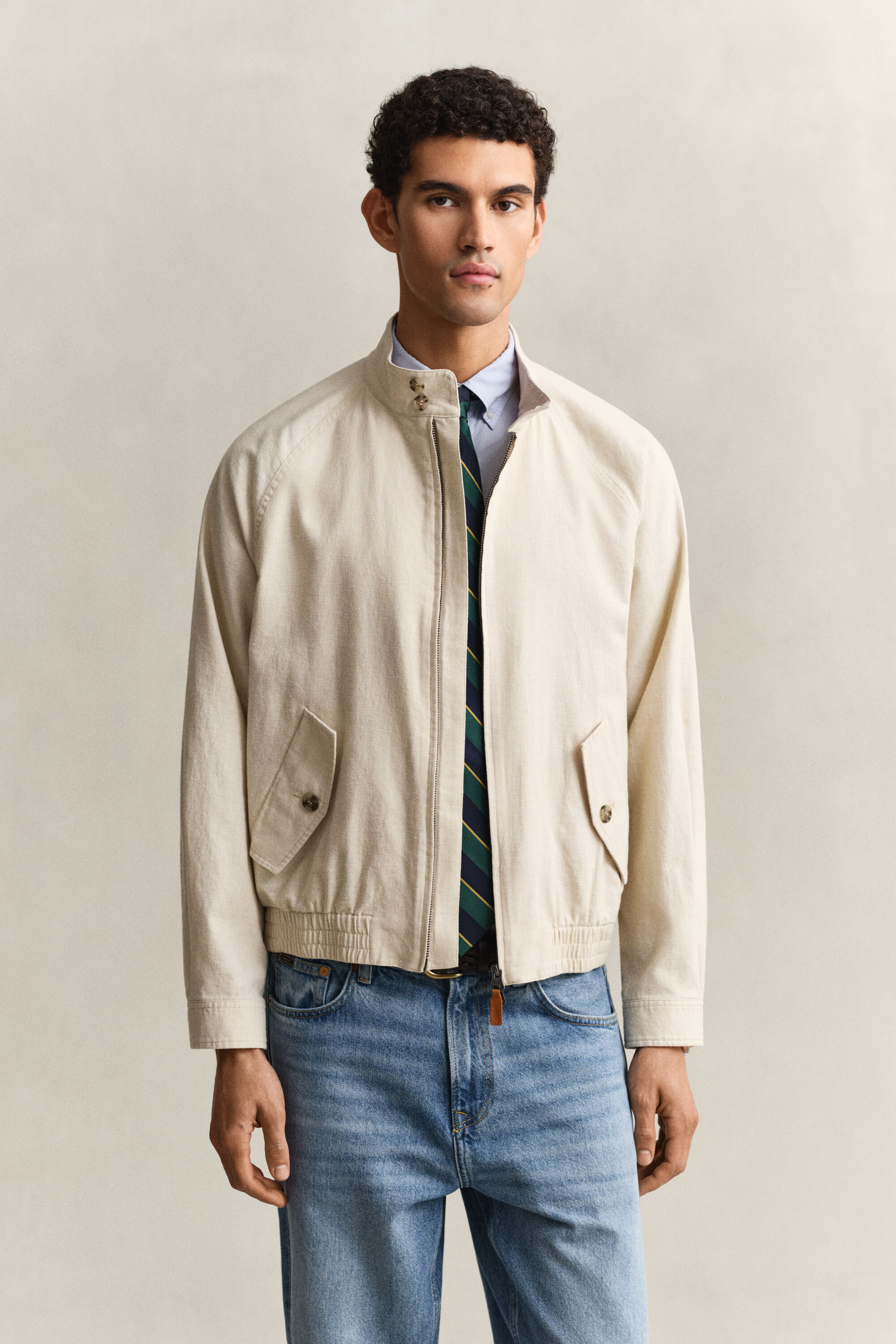 Veste Harrington en lin mélangé