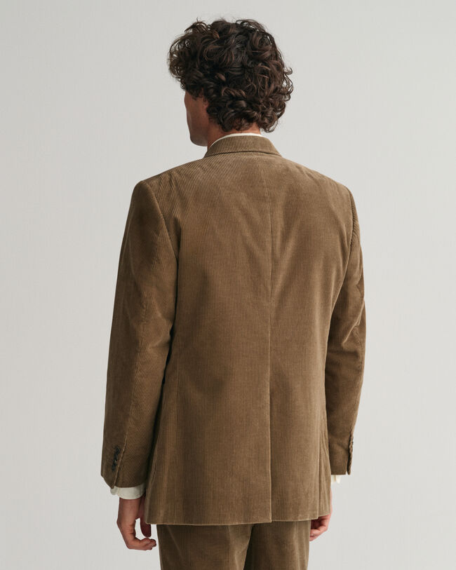 Veste blazer de costume en velours c&ocirc;tel&eacute; &agrave; boutonnage crois&eacute;