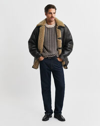 Pull col rond bicolore texturé