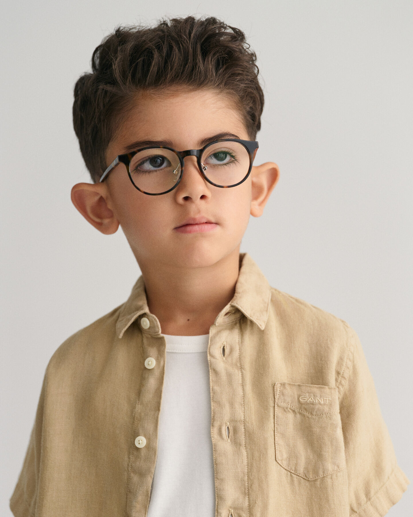 Kids linnen hemd met korte mouwen