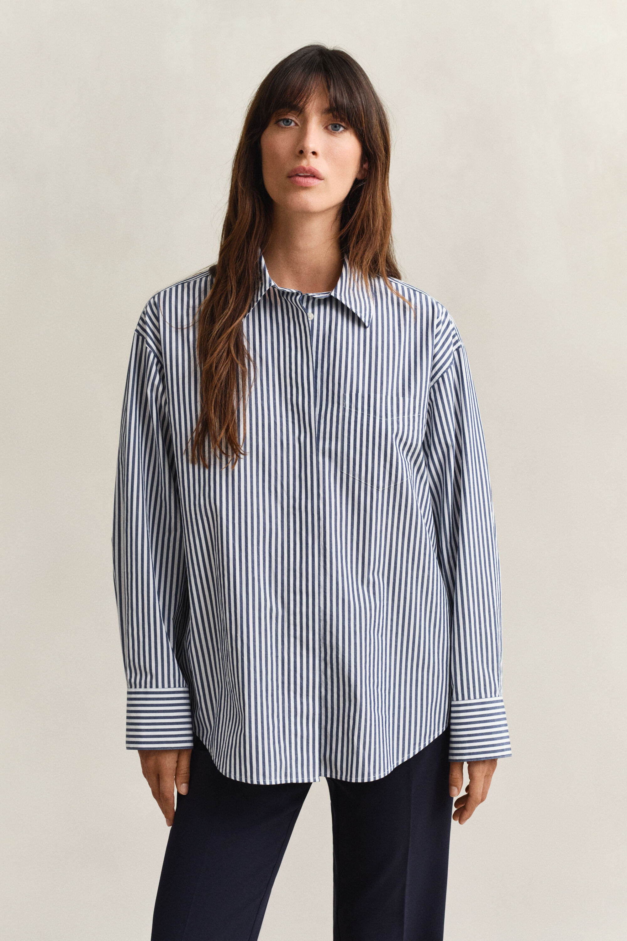 Chemise en popeline à rayures