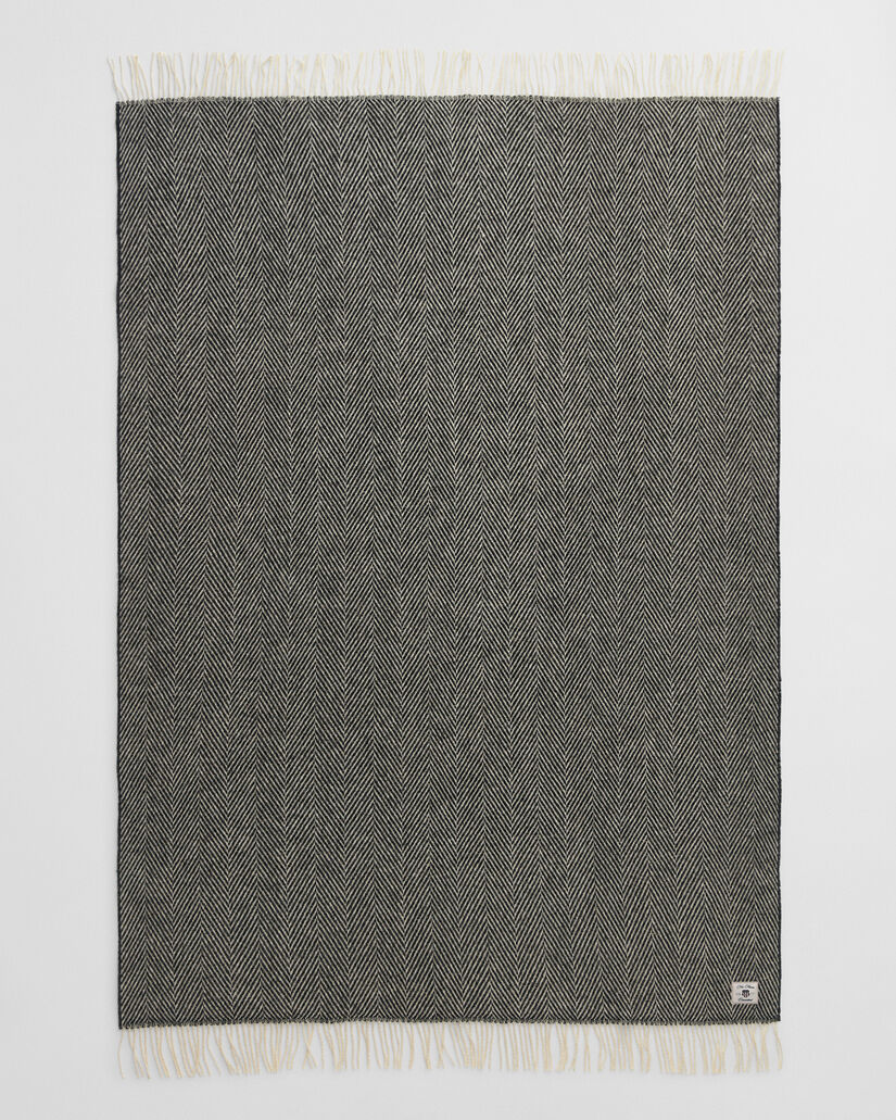 Jeté de lit en laine à chevrons