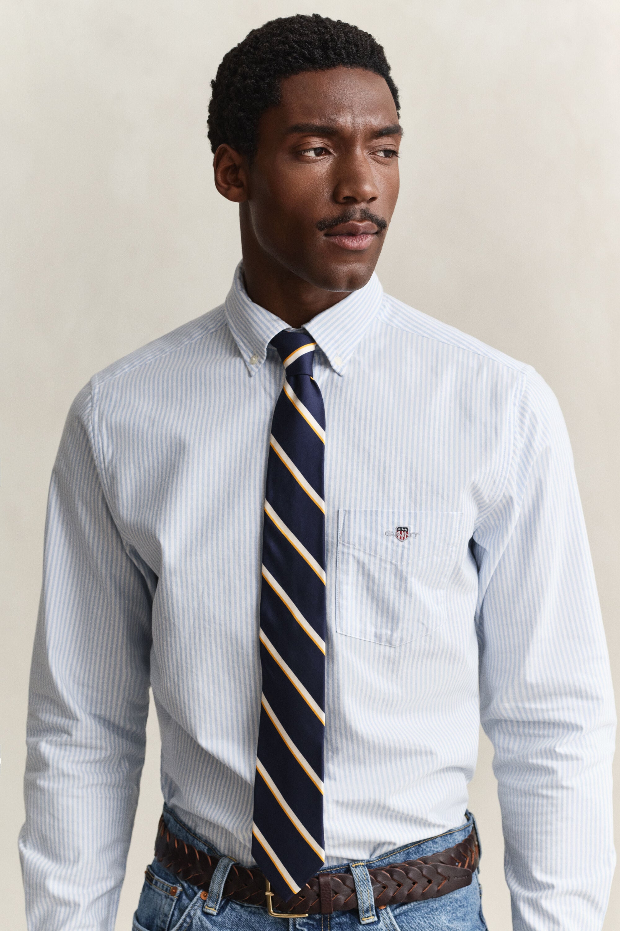 Chemise en coton Oxford regular classique à rayures