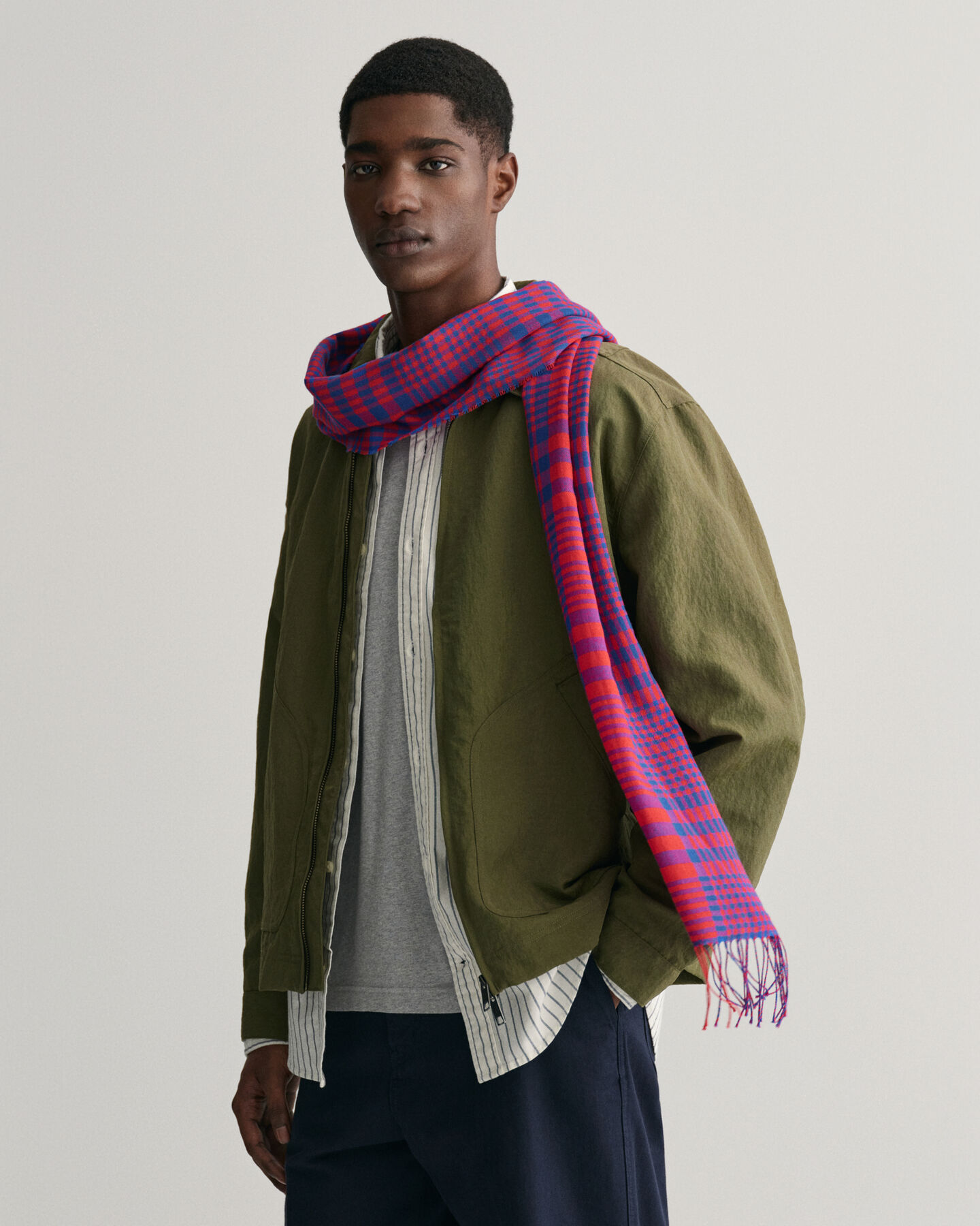 Geweven sjaal van merinoswol met ruitjes