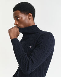 Pull col roulé en maille torsadée de coton