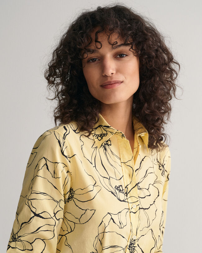Regular Fit Line Drawing blouse van katoenen voile
