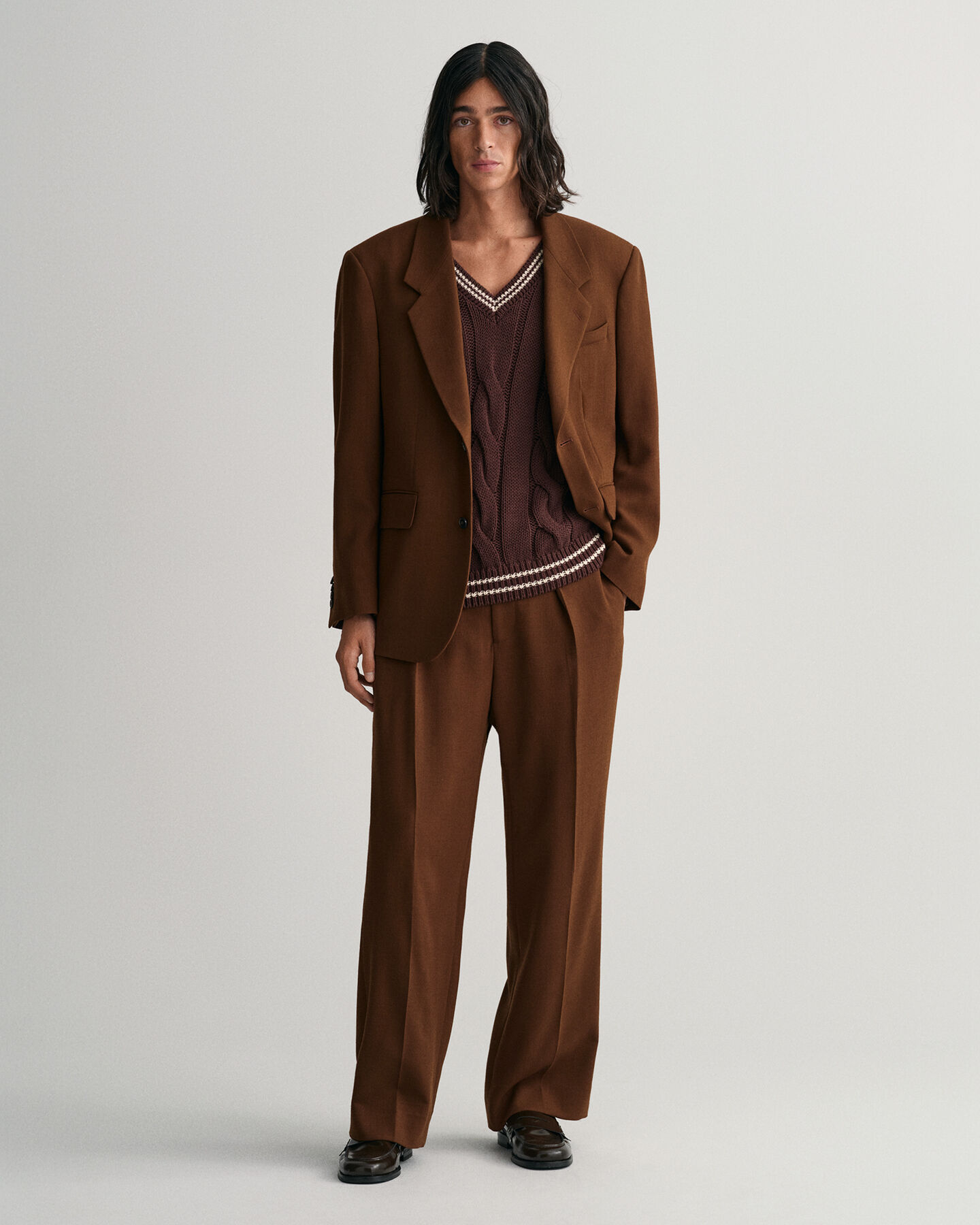 Veste blazer de costume ultra-ample en crêpe de laine