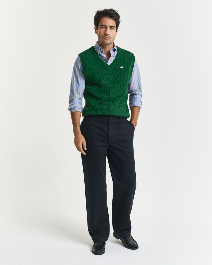 Lamswollen kabelgebreide spencer