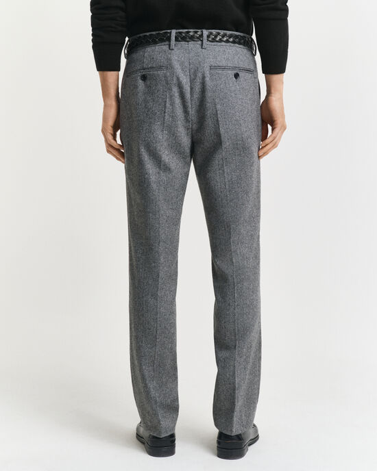 Pantalon de costume coupe slim en flanelle à chevrons