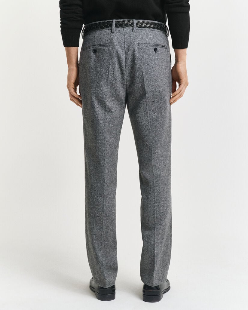 Pantalon de costume coupe slim en flanelle à chevrons