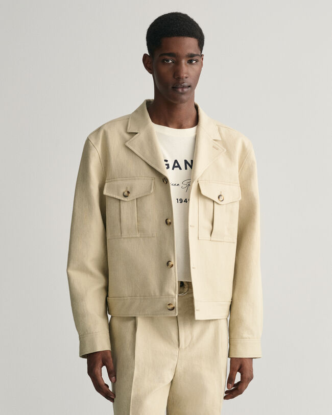 Veste de costume relaxed fit en coton et lin