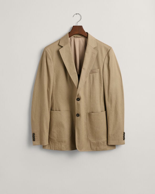 Slim Fit kostuumblazer van katoen en linnen