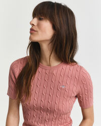 Pull en maille de coton stretch à torsades