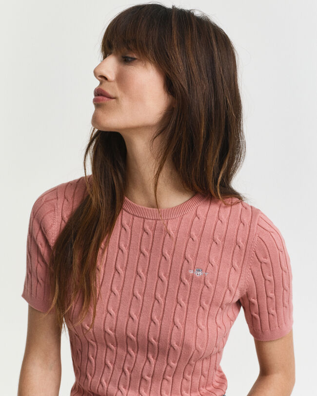 Pull en maille de coton stretch à torsades