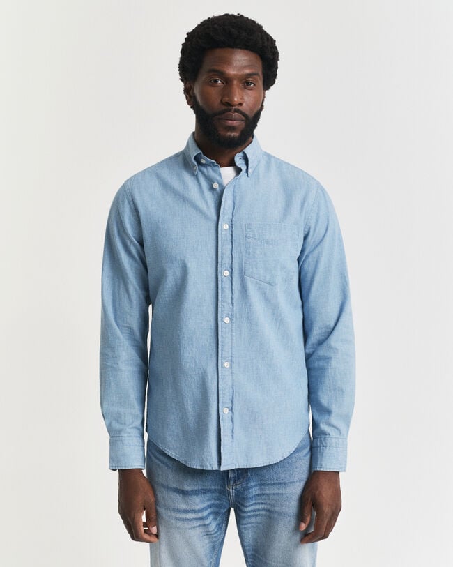 Regular Fit indigo chambray hemd