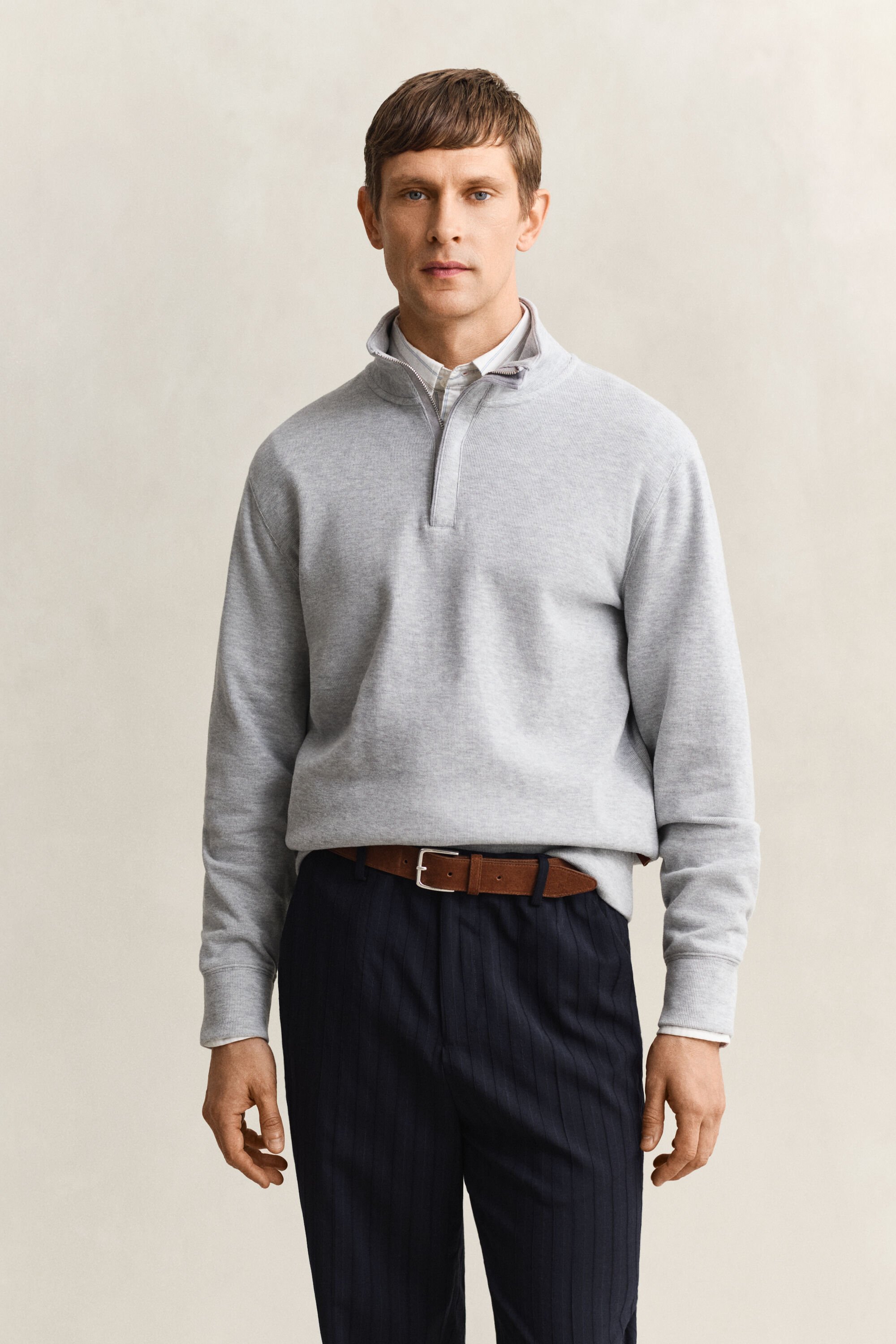 Sacker Rib sweatshirt met korte rits