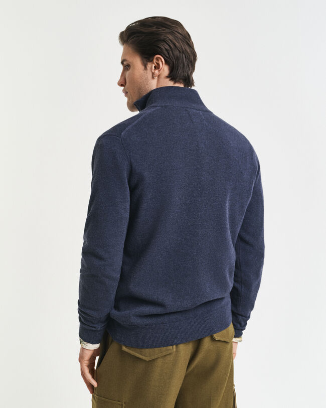 Pull à demi-zip en laine d'agneau ultra-fine