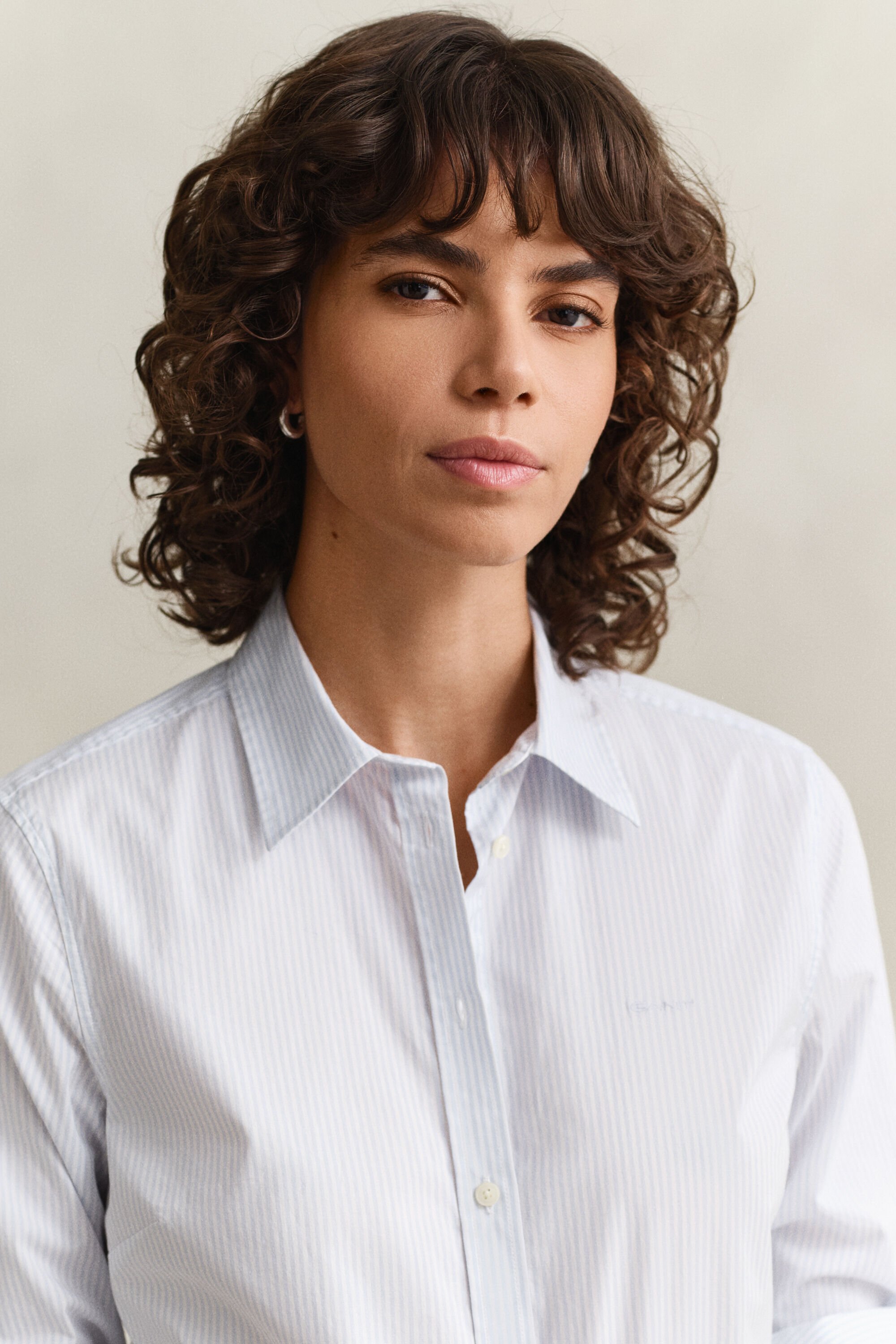 Chemise coupe slim en popeline à rayures