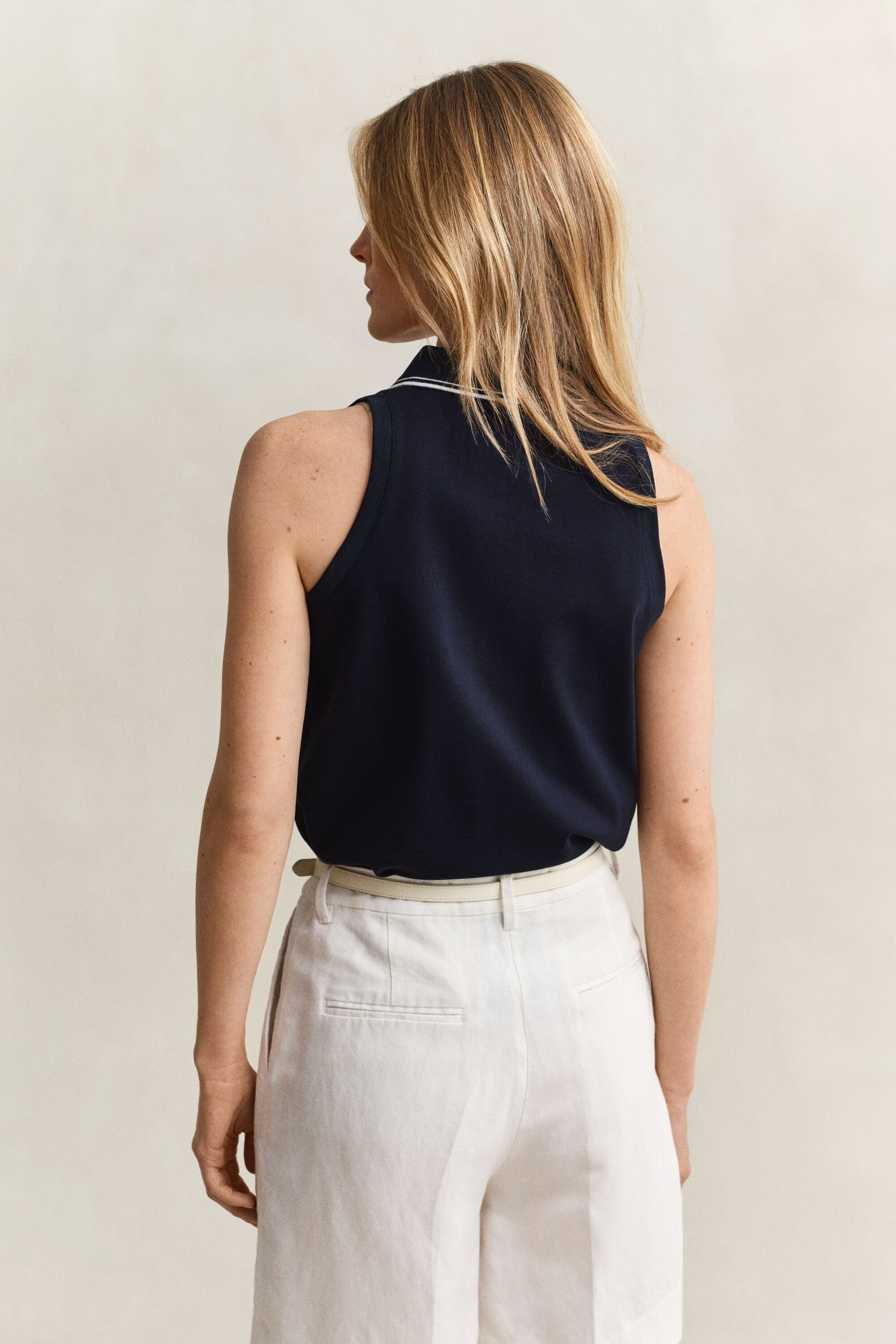 Mouwloos piqué poloshirt