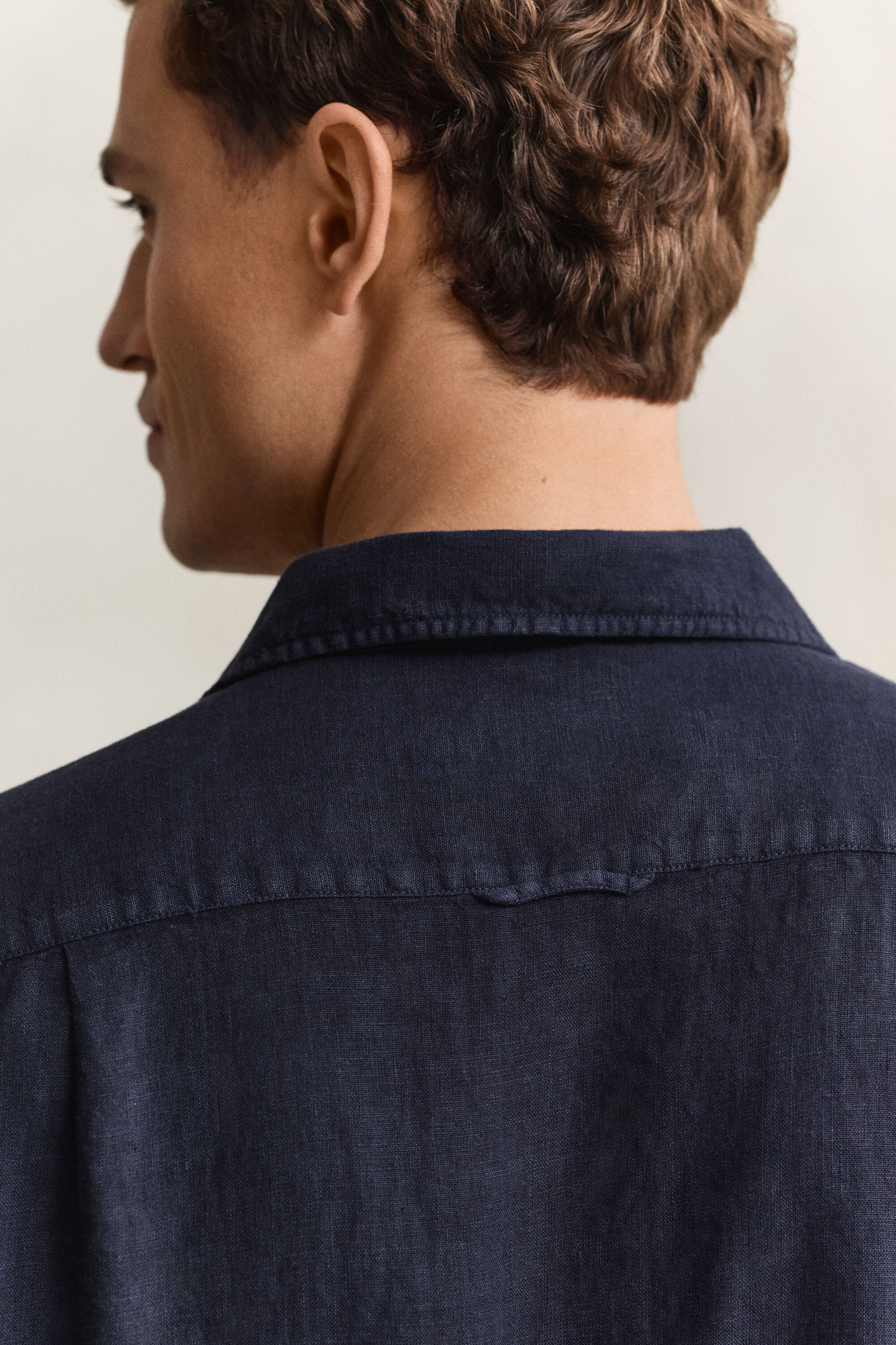 Linnen overhemd met korte mouwen