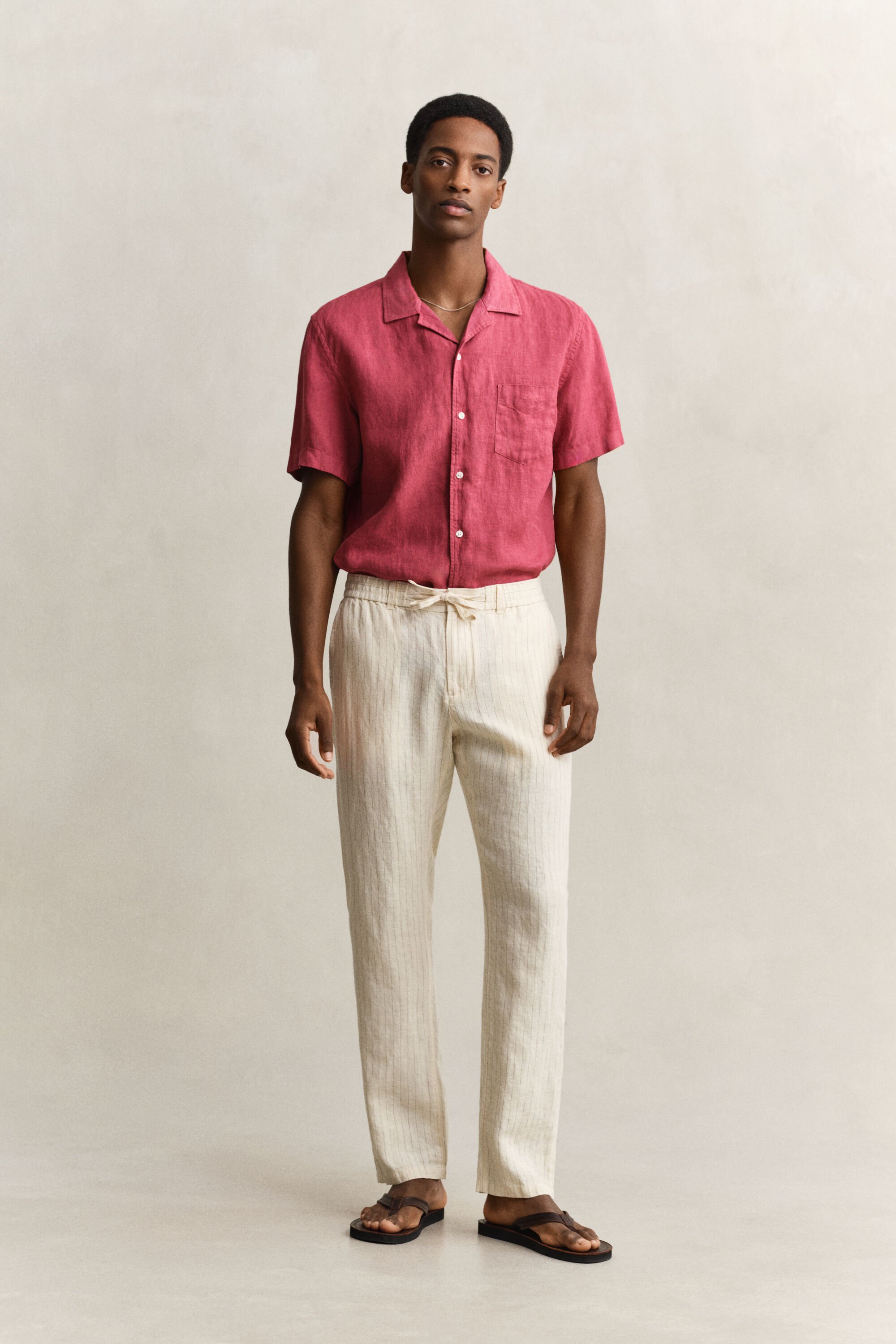 Pantalon en lin à rayures